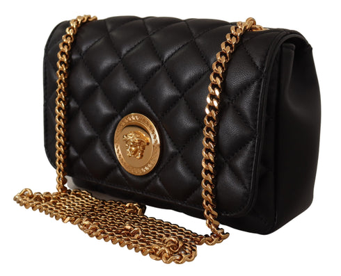 Versace Black Nappa Leather Medusa Shoulder Bag